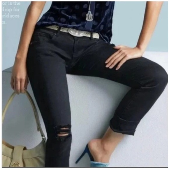 CAbi Denim - Cabi Slim Boyfriend Jeans Black Distressed Denim‎ Pants Size 4